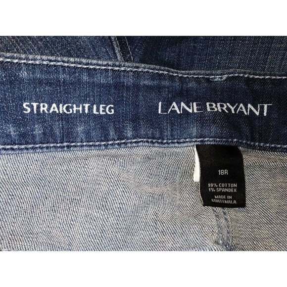 LANE BRYANT 18R Medium Wash Distressed Straight Leg Jeans 30" inseam - Picture 2 of 6